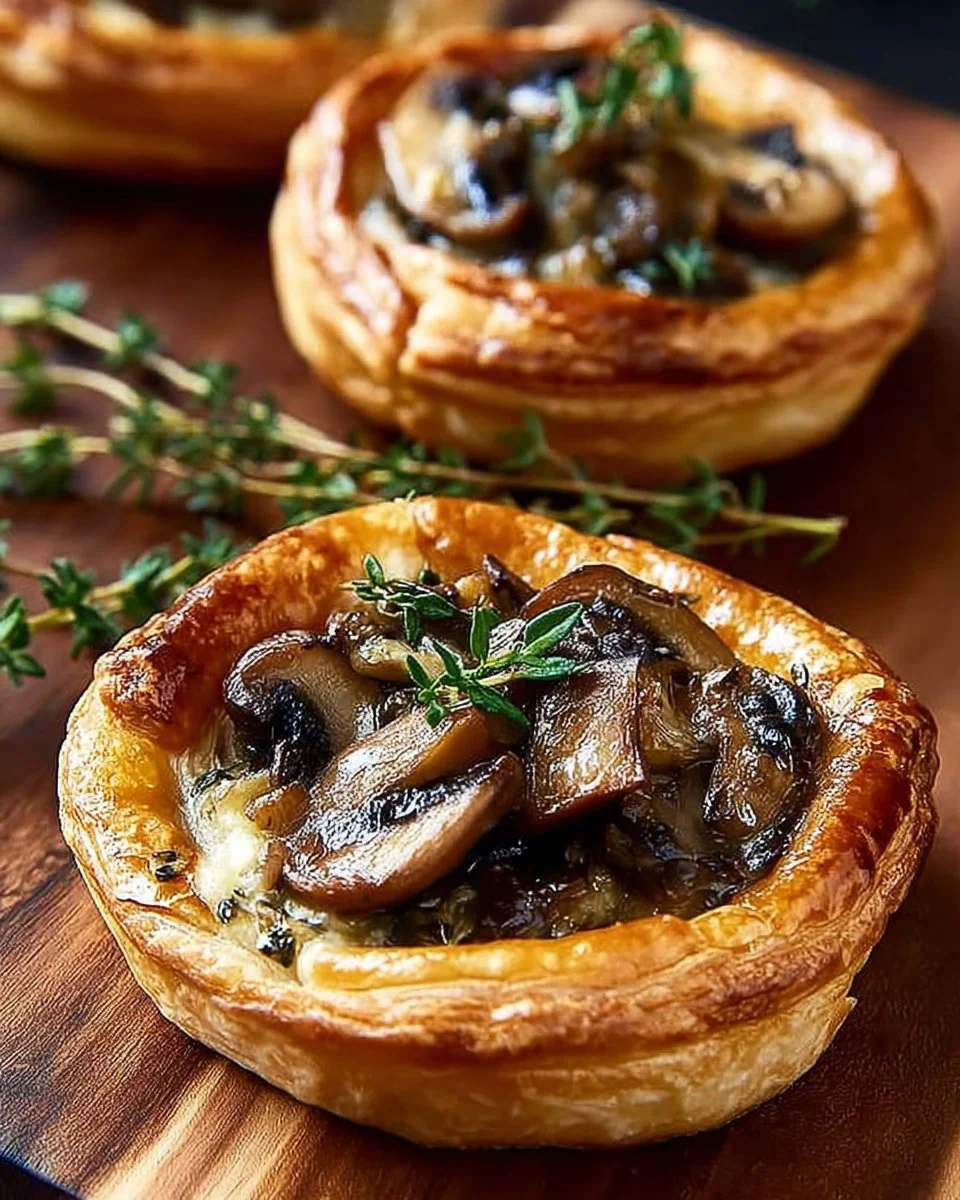 Mediterranean mushroom tarts with shallots and herbed goat cheese