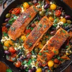 Delicious Mediterranean Salmon with herbs and vegetables