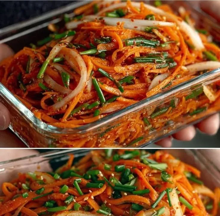Mediterranean Spicy Korean Radish Salad (Mu Saengchae Style) in a bowl