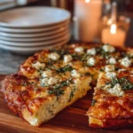 Mediterranean spinach and feta focaccia-style bread fresh from the oven.