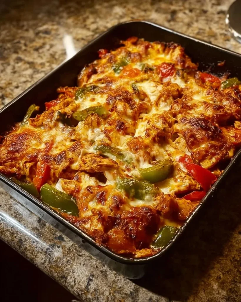 Mediterranean-Style Chicken Casserole served in a dish with colorful vegetables