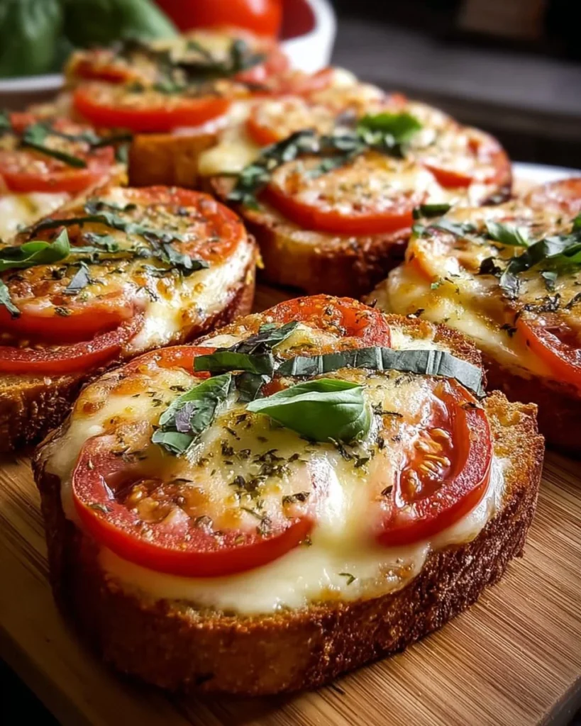 Freshly baked Mediterranean Tomato Basil Garlic Bread with herbs and garlic.