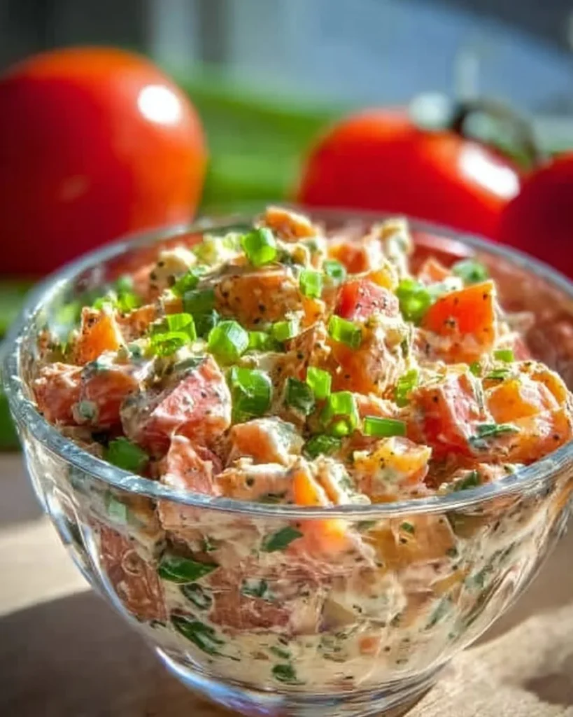Mediterranean Tomato Cracker Salad with fresh vegetables and herbs.