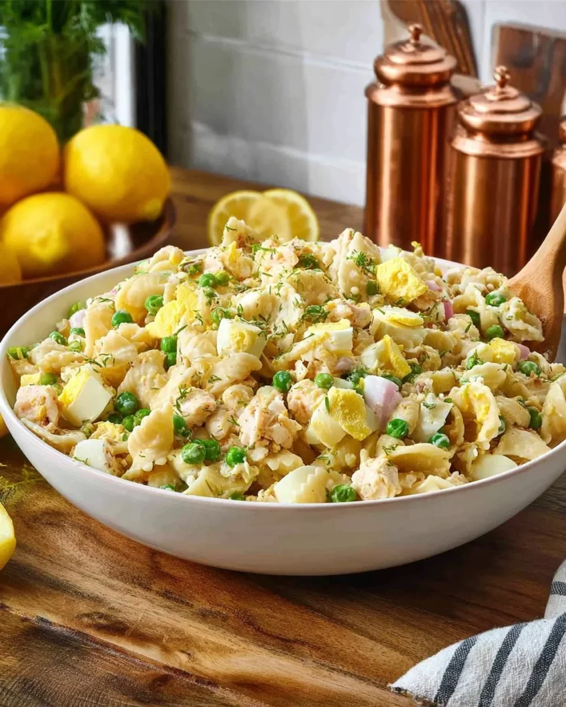 Mediterranean Tuna Pasta Salad with olives, tomatoes, and herbs