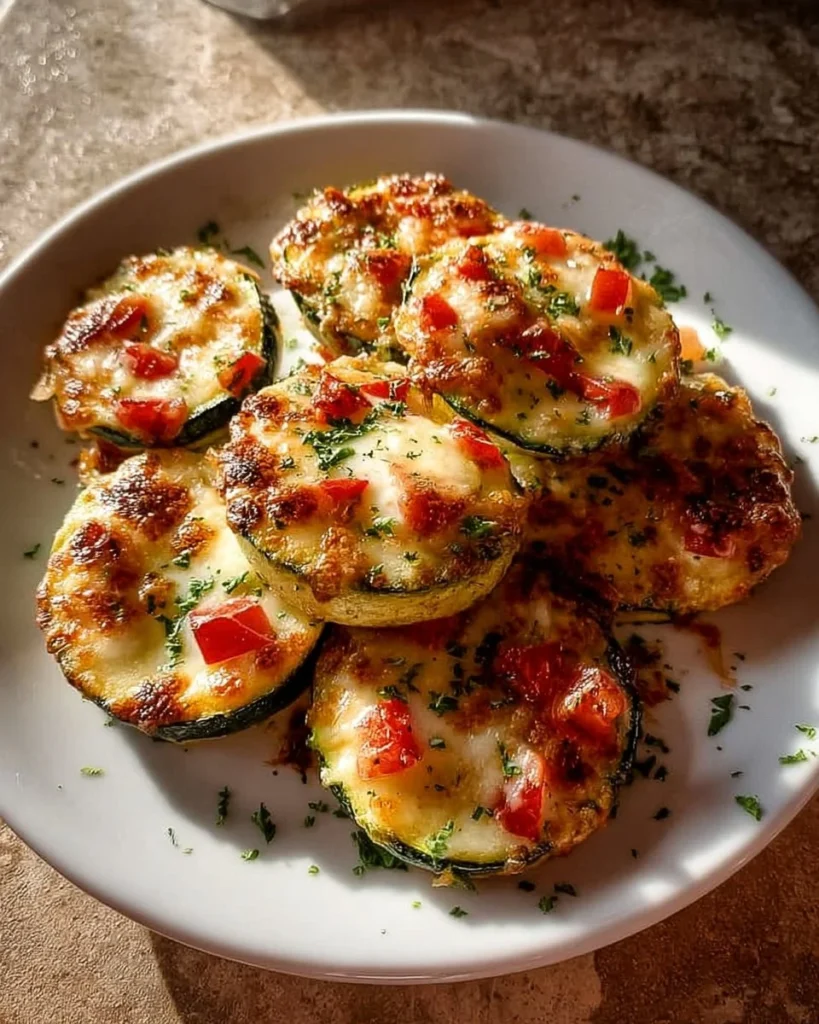 Mediterranean zucchini pizza cups topped with fresh ingredients