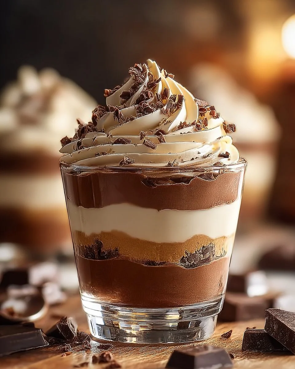 Delicious mini Baileys chocolate cheesecake trifles served in glass cups