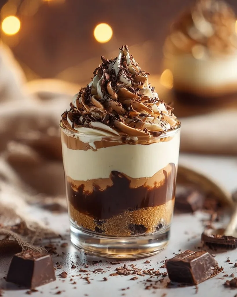 Mini Baileys Chocolate Cheesecake Trifles in elegant glasses