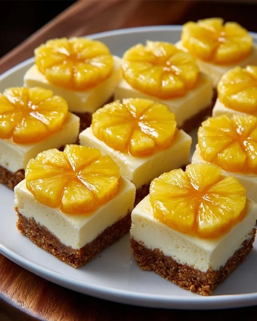 Delicious mini cheesecakes topped with pineapple and coconut