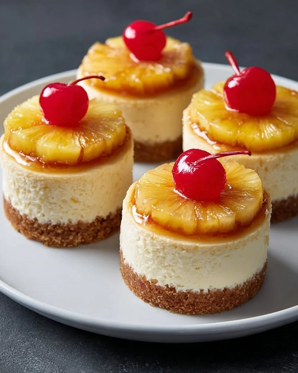 Delicious mini cheesecakes topped with pineapple and made with coconut milk