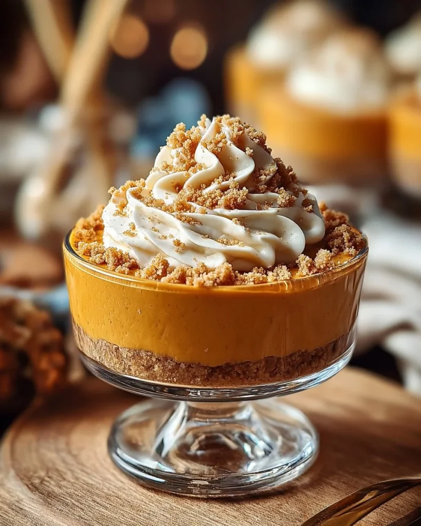 Mini no-bake pumpkin pies served in decorative cups