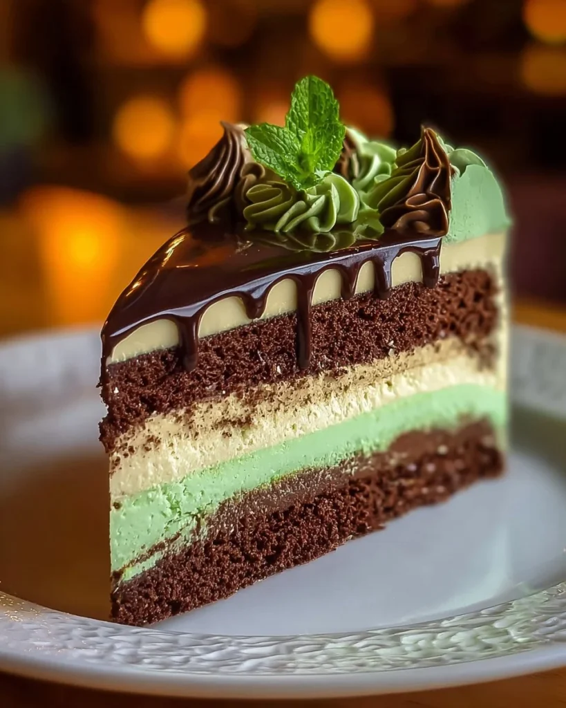 Mint Chocolate Delight Cake - A rich chocolate layer cake infused with refreshing mint flavor.