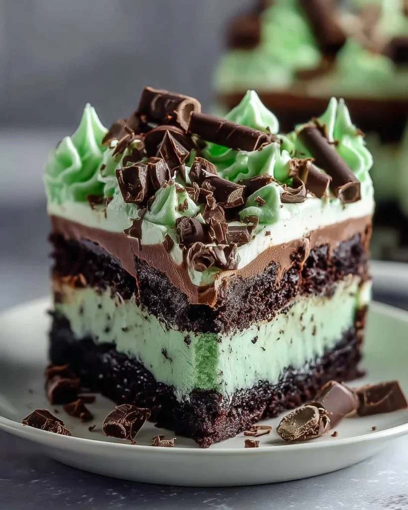 Delicious Mint Chocolate Fudge Cheesecake with chocolate drizzle and mint garnish