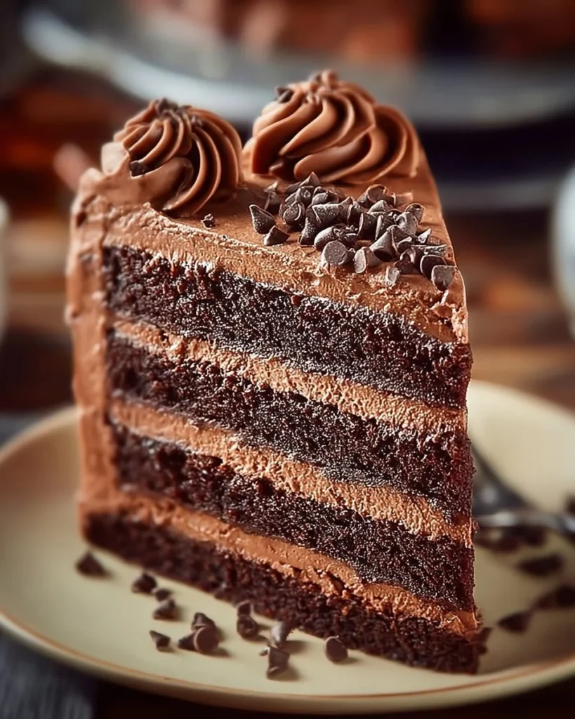 Mocha Chocolate Sponge Cake topped with chocolate frosting and coffee beans