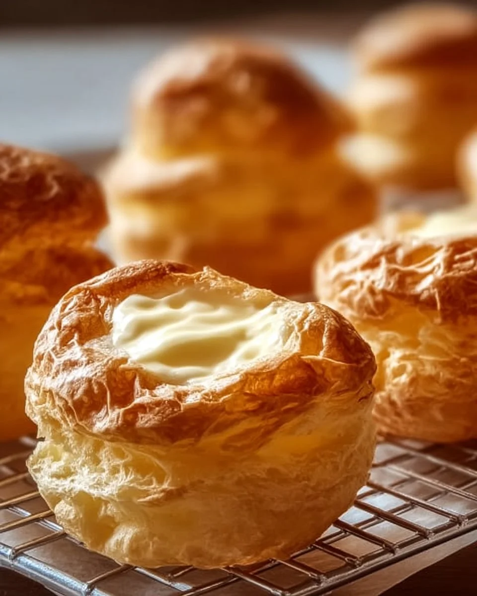 Homemade cream puffs filled with creamy custard on a plate