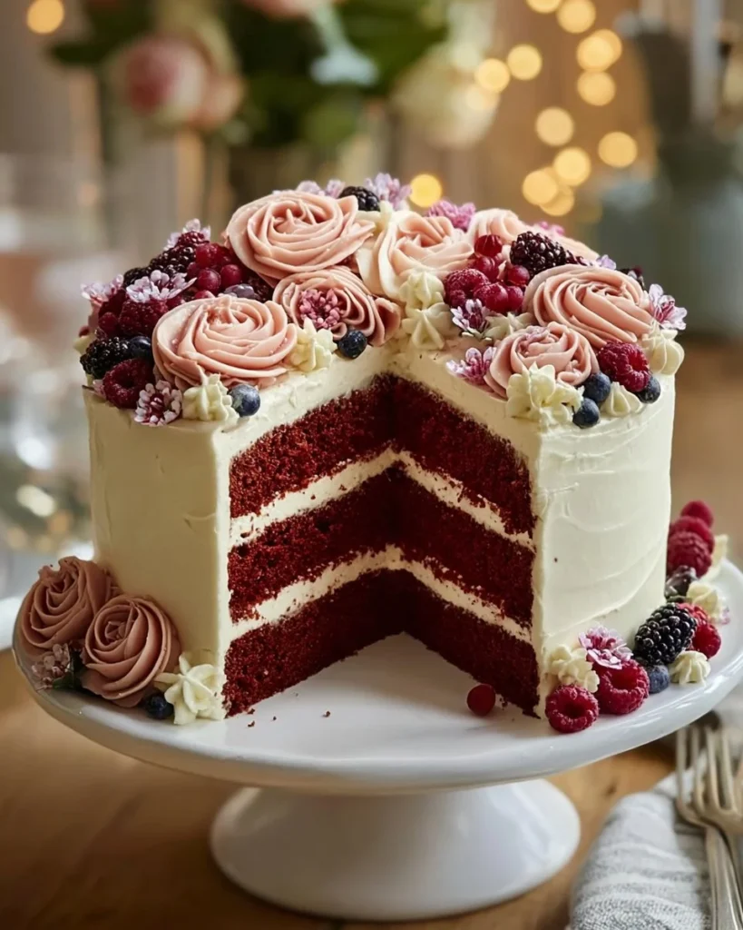 Delicious Mon Chéri Cake with chocolate and cherry filling on a white plate