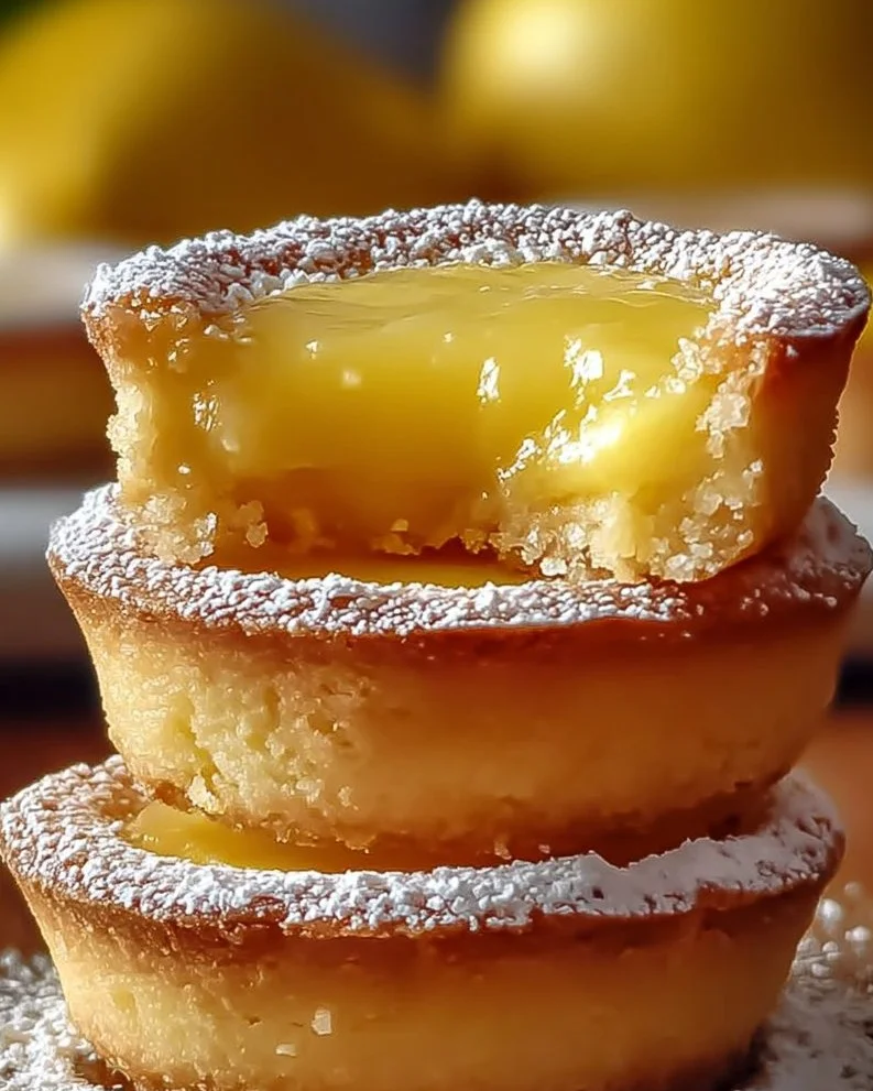 Delicious lemon bar cookie cups topped with powdered sugar and zest