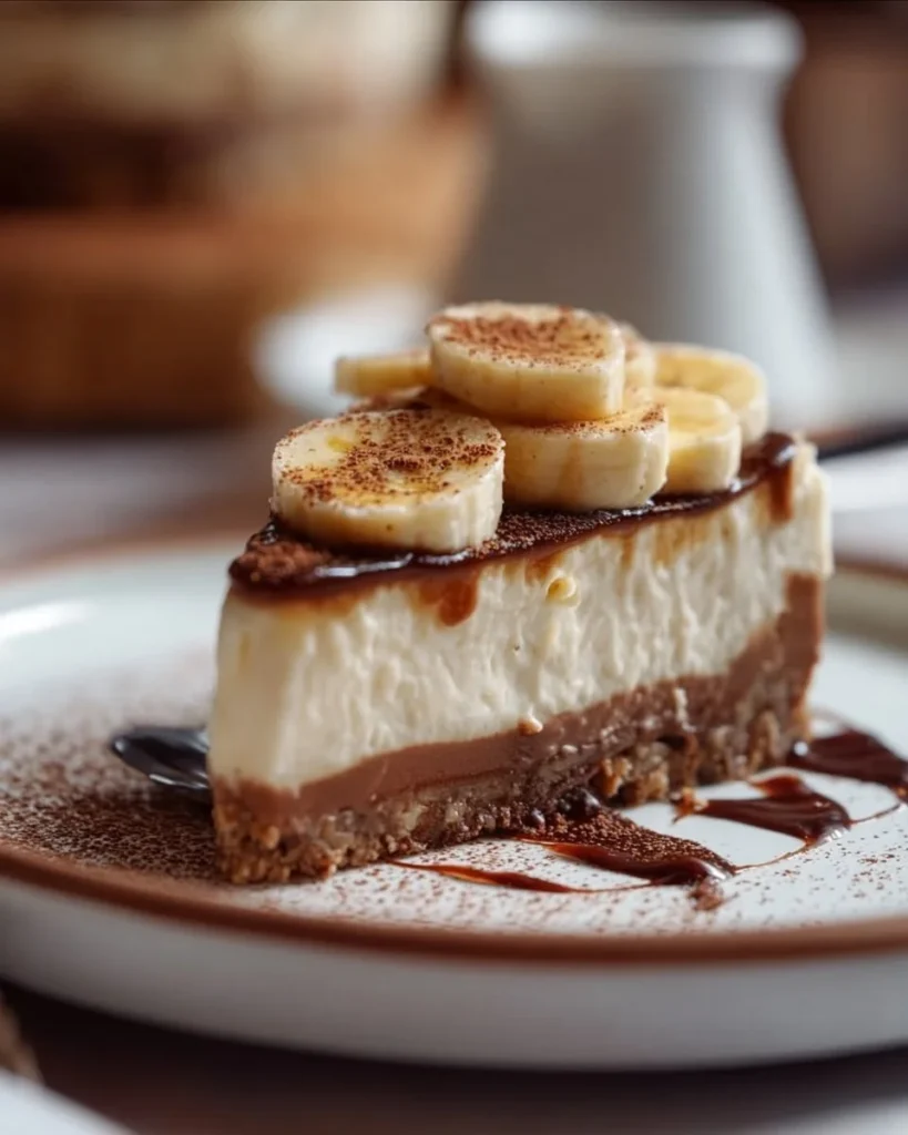 No-bake banoffee cheesecake with bananas and toffee drizzle