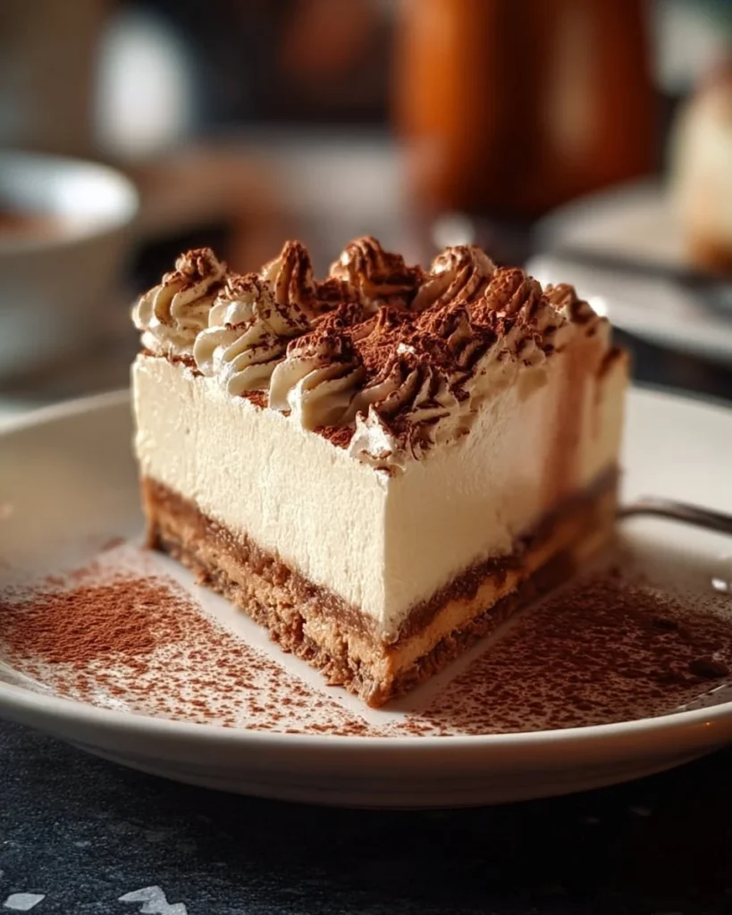 Delicious No-Bake Biscoff Cheesecake topped with caramel drizzle and Biscoff cookies