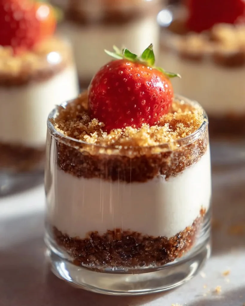 Delicious no-bake cheesecake cups topped with fresh fruit