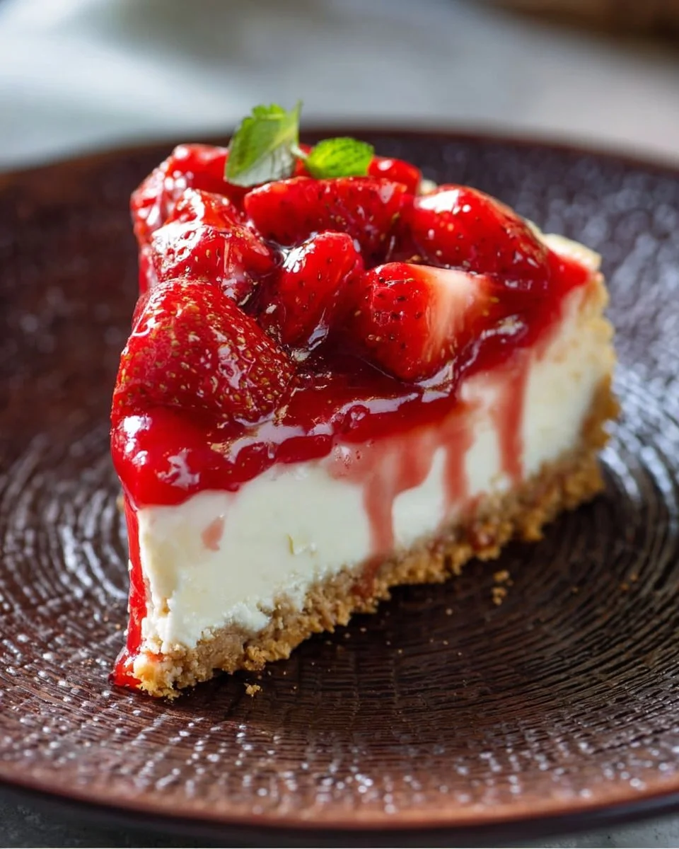No-bake cheesecake topped with fresh berries and whipped cream