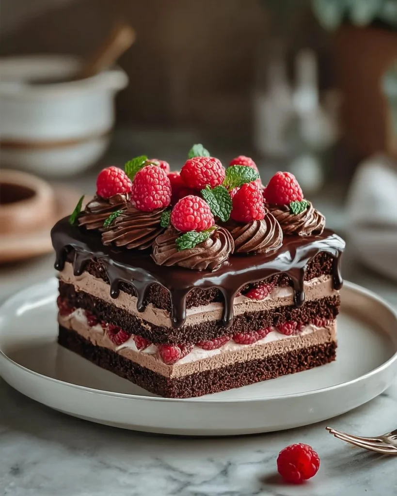 Delicious no-bake chocolate cheesecake topped with chocolate shavings
