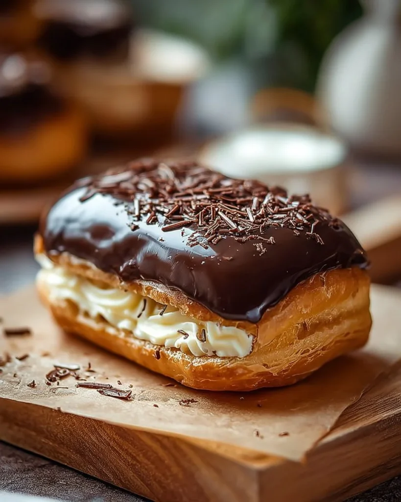Delicious no-bake chocolate eclair cake with layers of cream and chocolate glaze