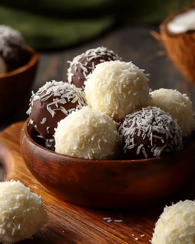 Delicious no-bake coconut cream balls arranged on a plate