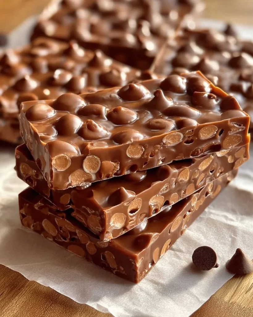 Delicious no-bake crunch bars made with chocolate and crispy rice cereal