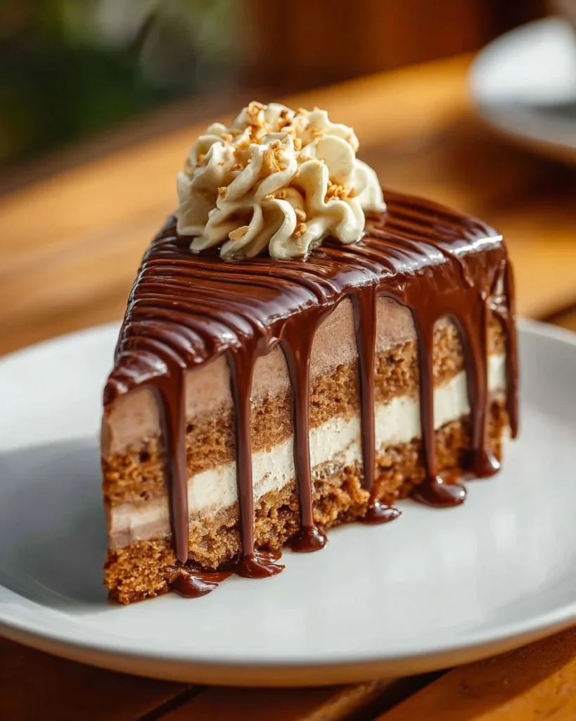 Delicious no-bake Nutella cheesecake with chocolate drizzle and whipped cream