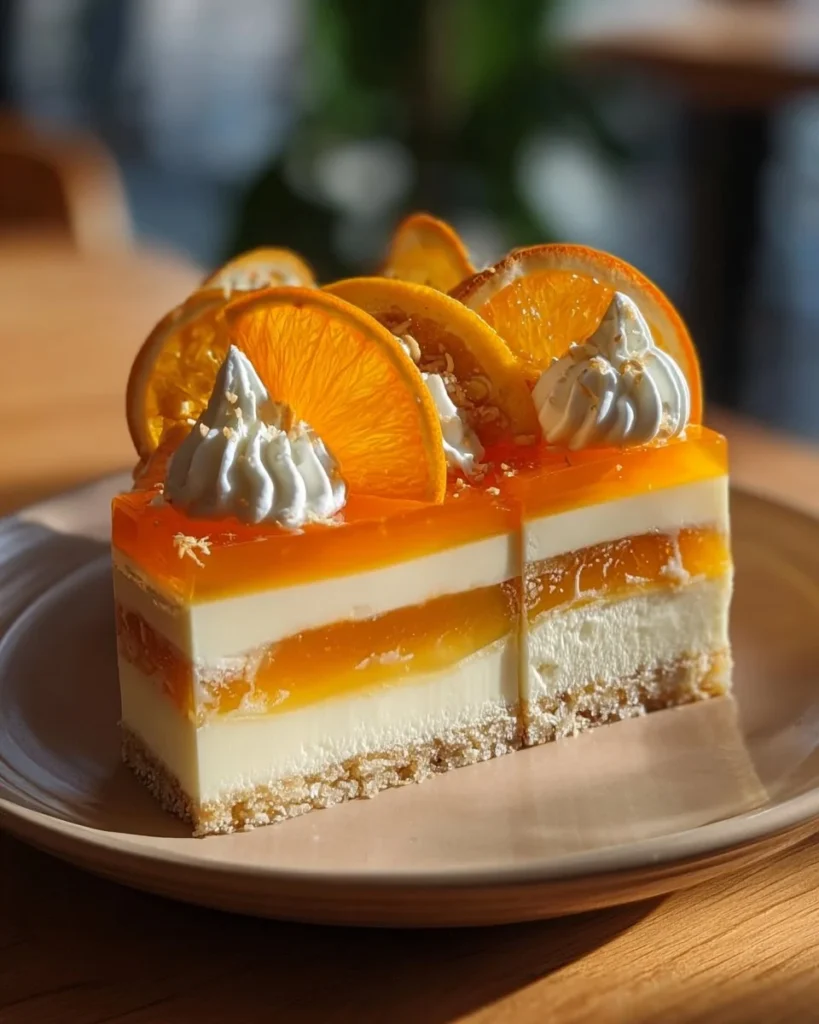 No-Bake Orange Creamsicle Cheesecake topped with orange slices