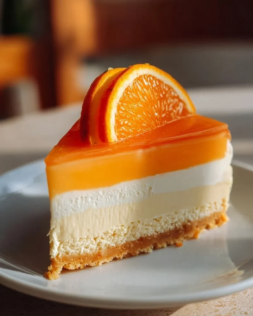 No-Bake Orange Creamsicle Cheesecake with vibrant orange garnish