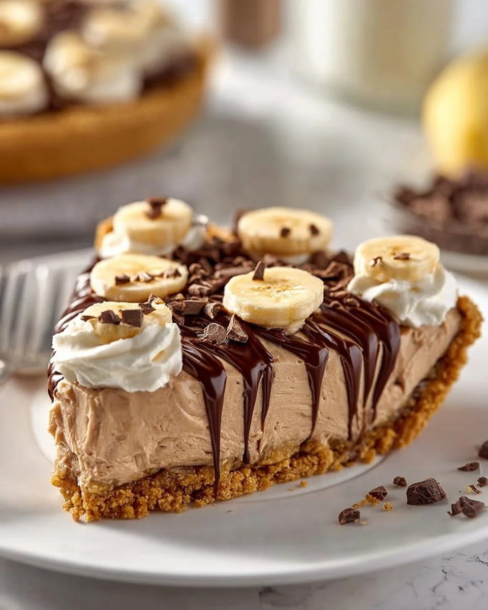 Delicious no-bake peanut butter pie with a chocolate crust and creamy filling