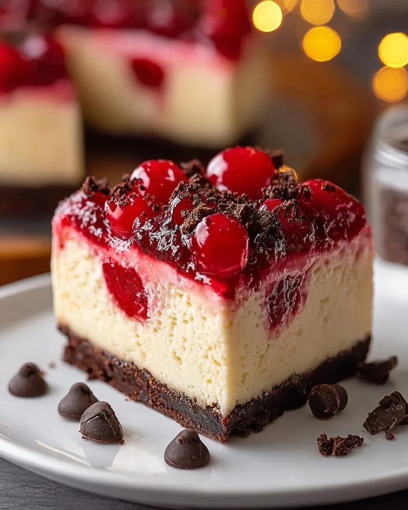 No-bake red velvet cookie dough cheesecake topped with whipped cream and chocolate