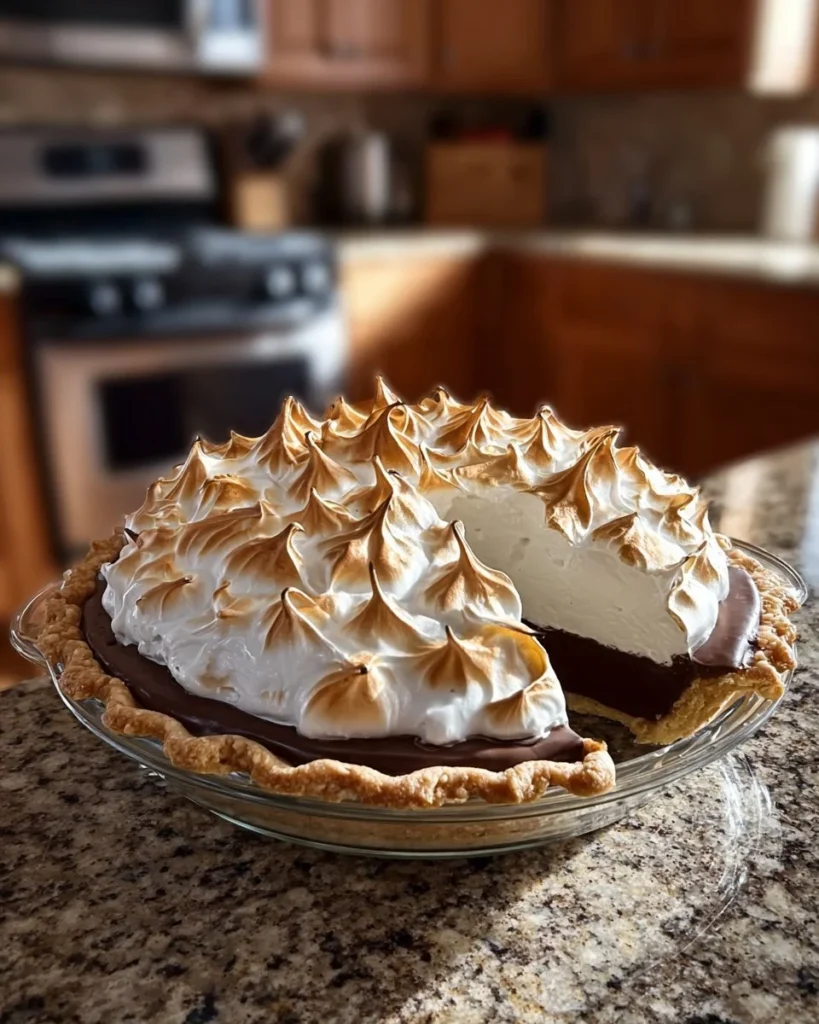 Old-Fashioned Chocolate Pie with rich chocolate filling and whipped cream topping