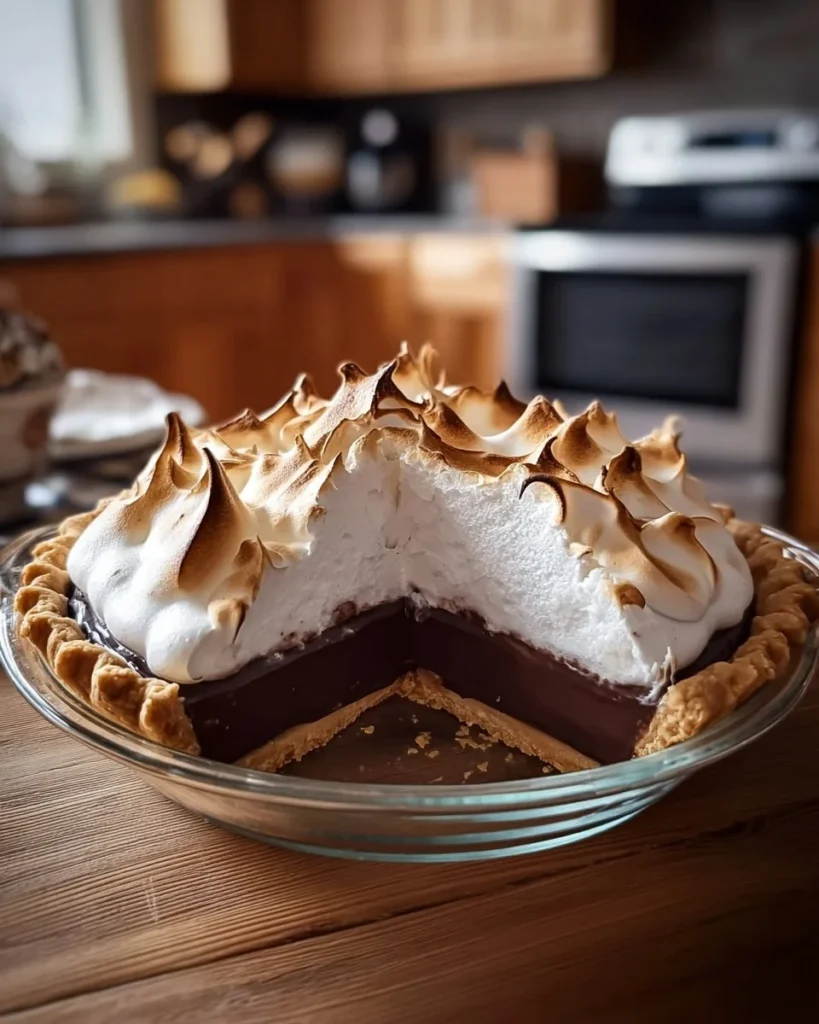 Delicious old-fashioned chocolate pie with rich filling and flaky crust