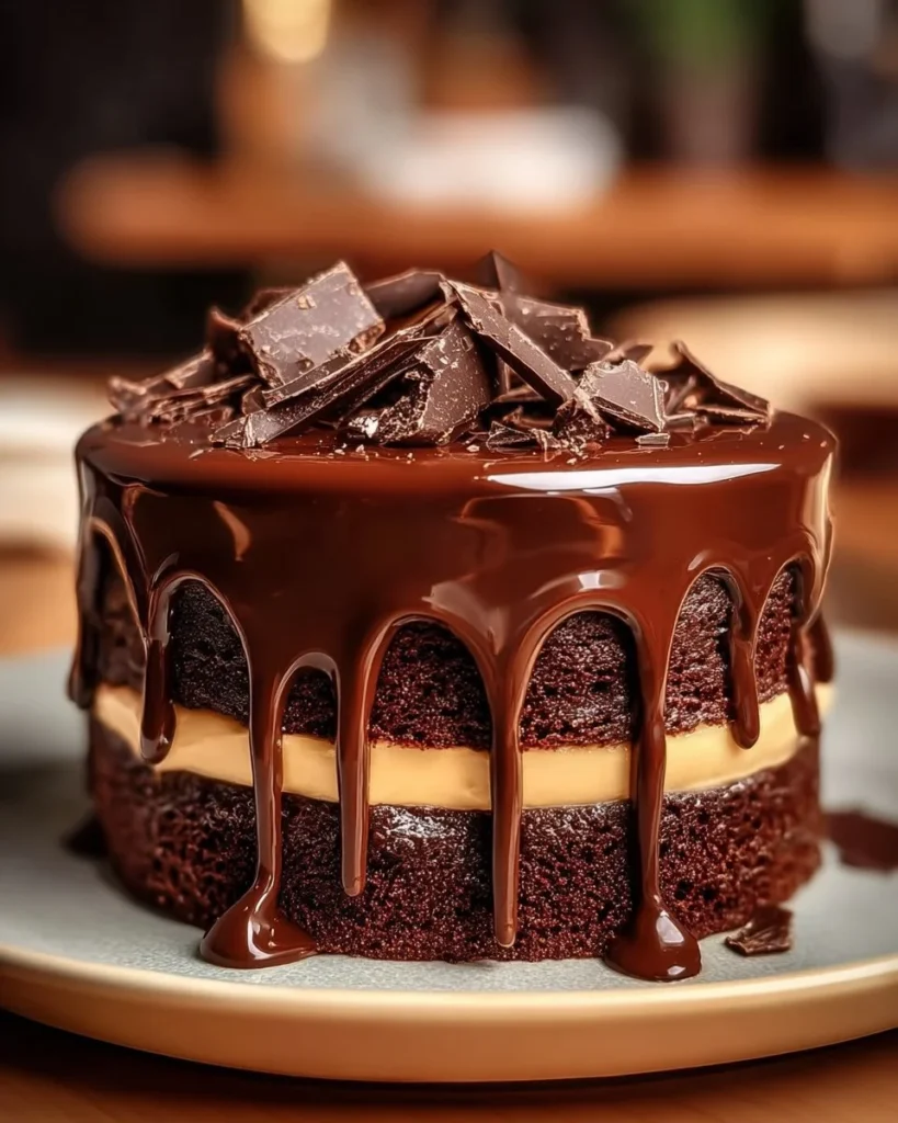 Delicious old-fashioned Swiss chocolate cake sliced on a plate