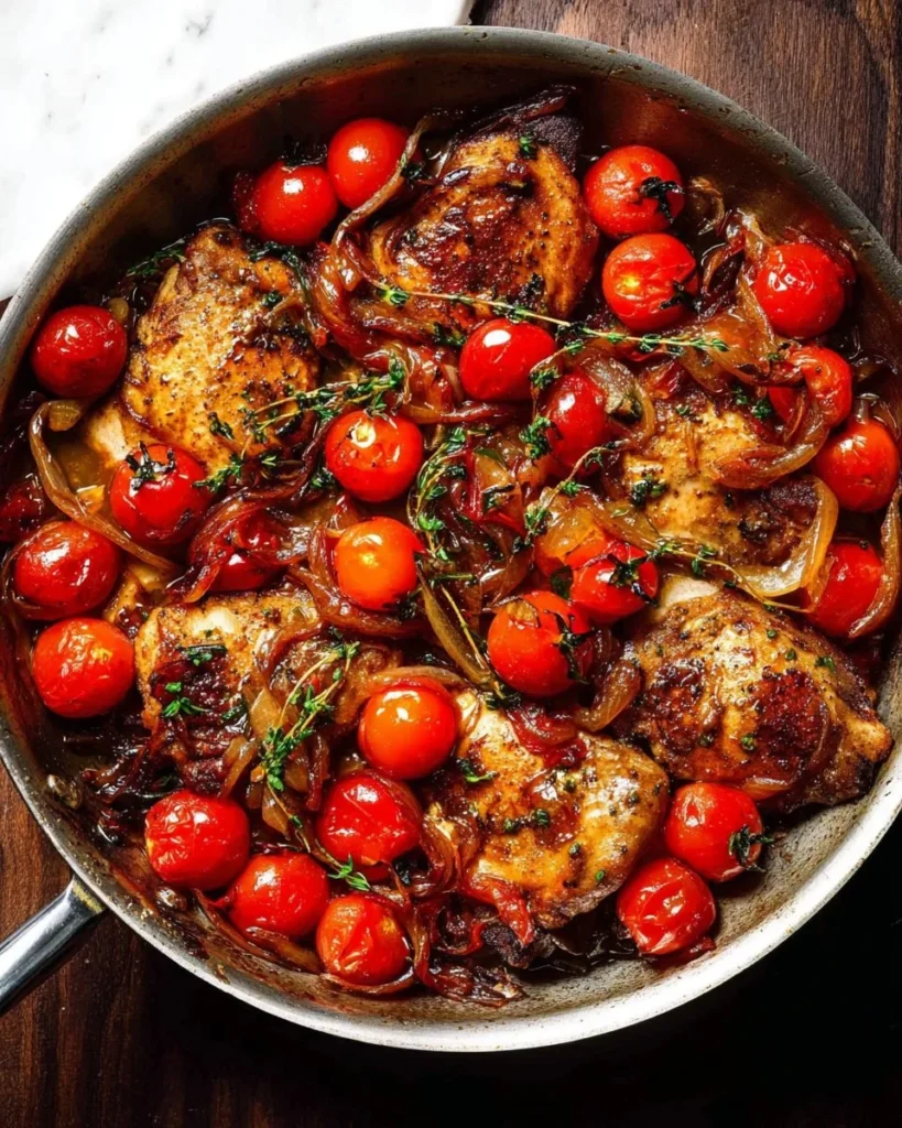 One-pan balsamic rosemary chicken with tomatoes recipe