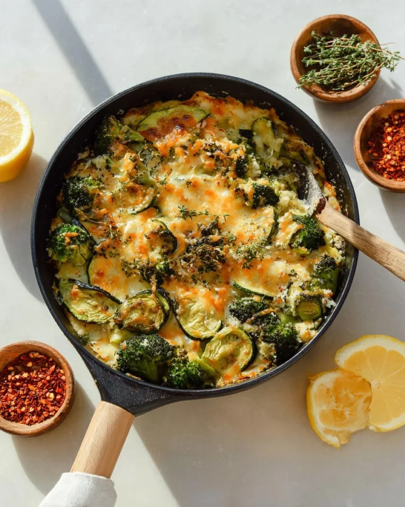 One Pan Zucchini and Lemon Baked Chicken Orzo dish