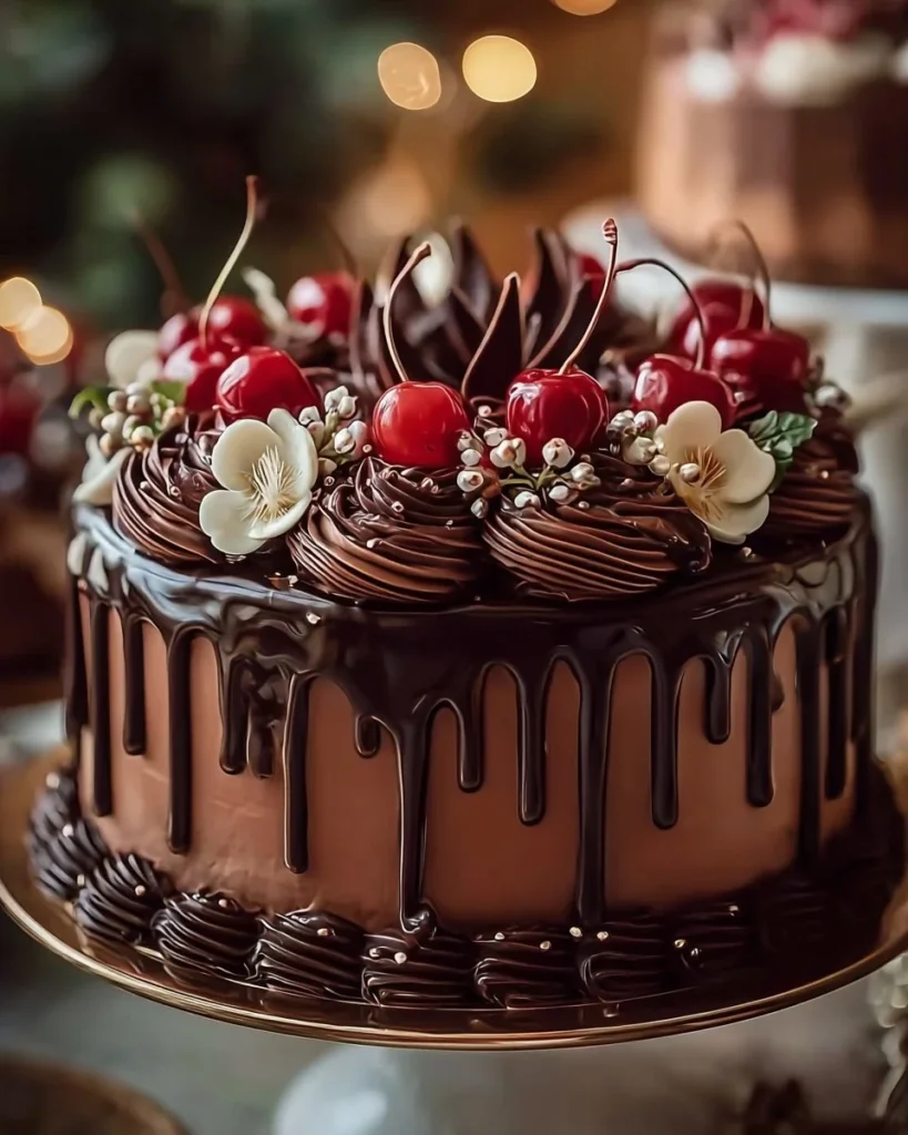 Opulent Chocolate Concerto Cake, a rich and luxurious chocolate cake dessert