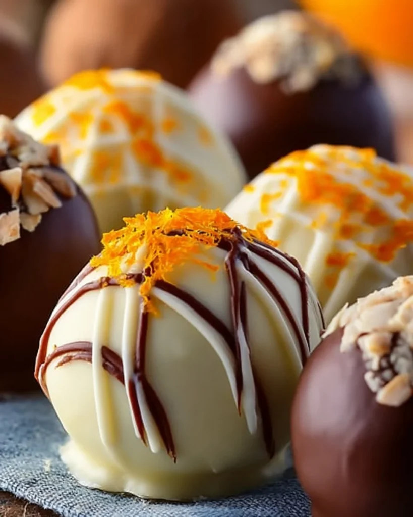 Delicious orange creamsicle truffles with a creamy orange and vanilla filling