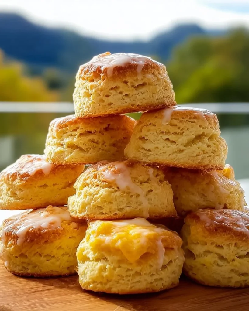 Freshly baked orange scones served on a plate with citrus glaze