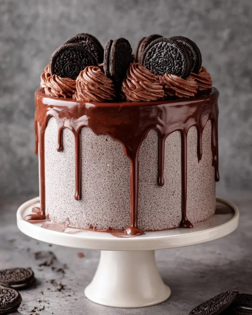 Delicious Oreo Birthday Cake with frosting and crushed Oreos on top