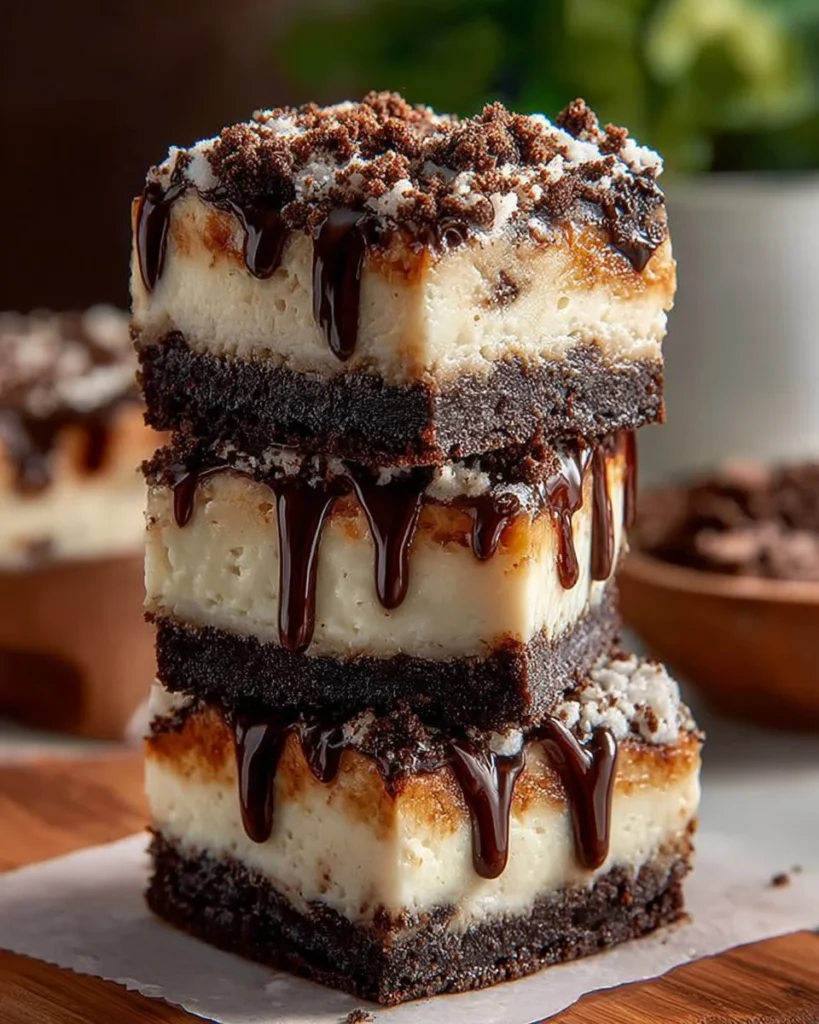 Delicious Oreo Cheesecake Bars topped with crushed Oreo cookies