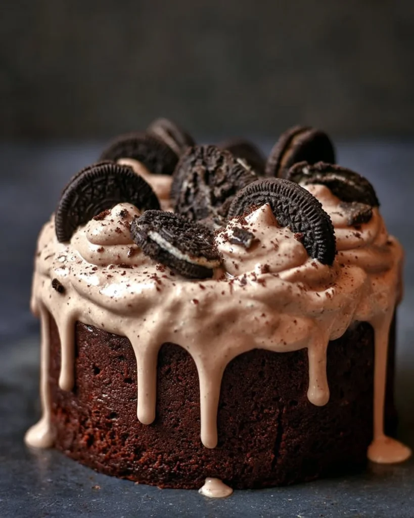 Decadent Oreo Dirt Cake with chocolate and crushed Oreo cookies