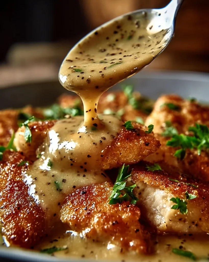 Parmesan Crusted Chicken served with Creamy Garlic Sauce on a plate