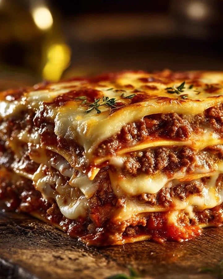 Parmesan garlic bacon cheeseburger lasagna, a delicious fusion of flavors.