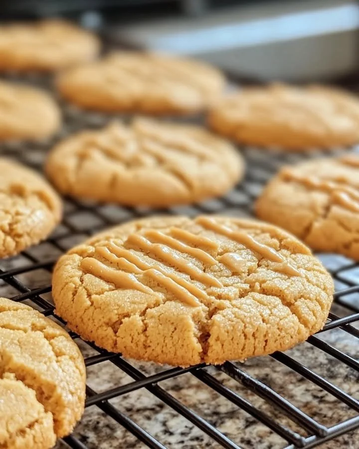 Delicious homemade peanut butter cookies on a baking tray