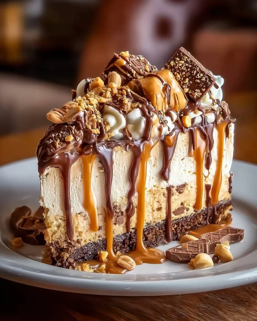 Peanut Butter Cup Bliss Cheesecake with rich peanut butter topping