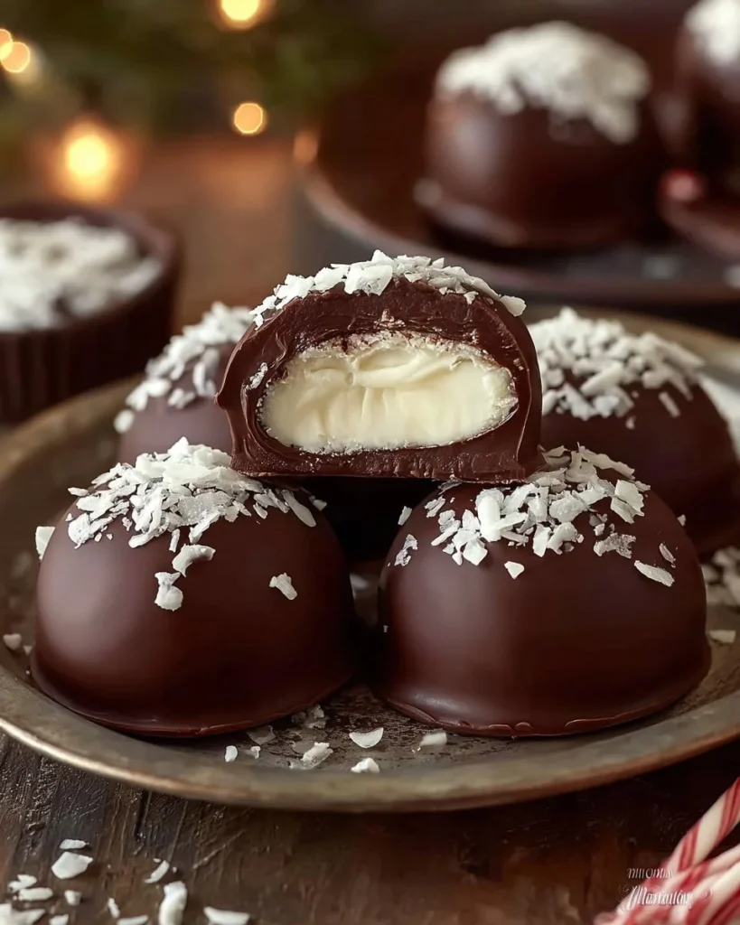 Delicious homemade Peppermint Patties with chocolate coating and mint filling