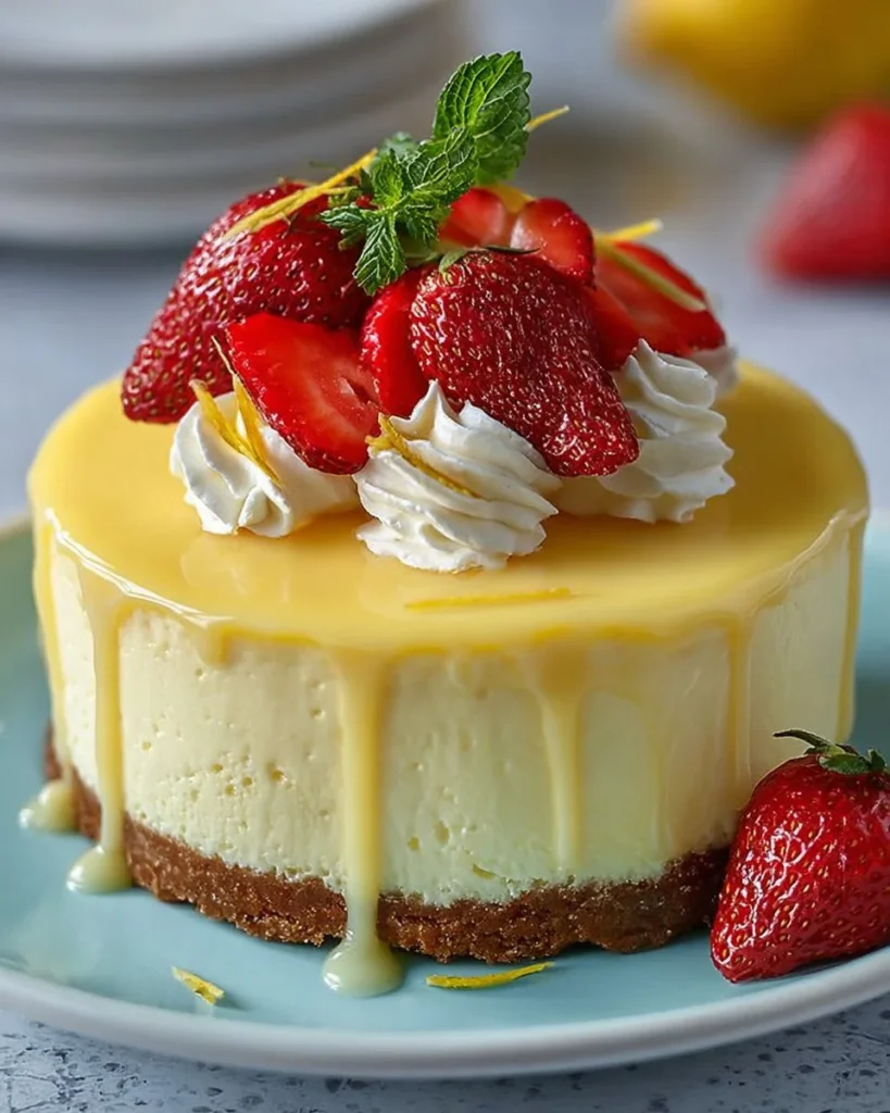 Delicious Pineapple Colada Cheesecake topped with pineapple slices and whipped cream.